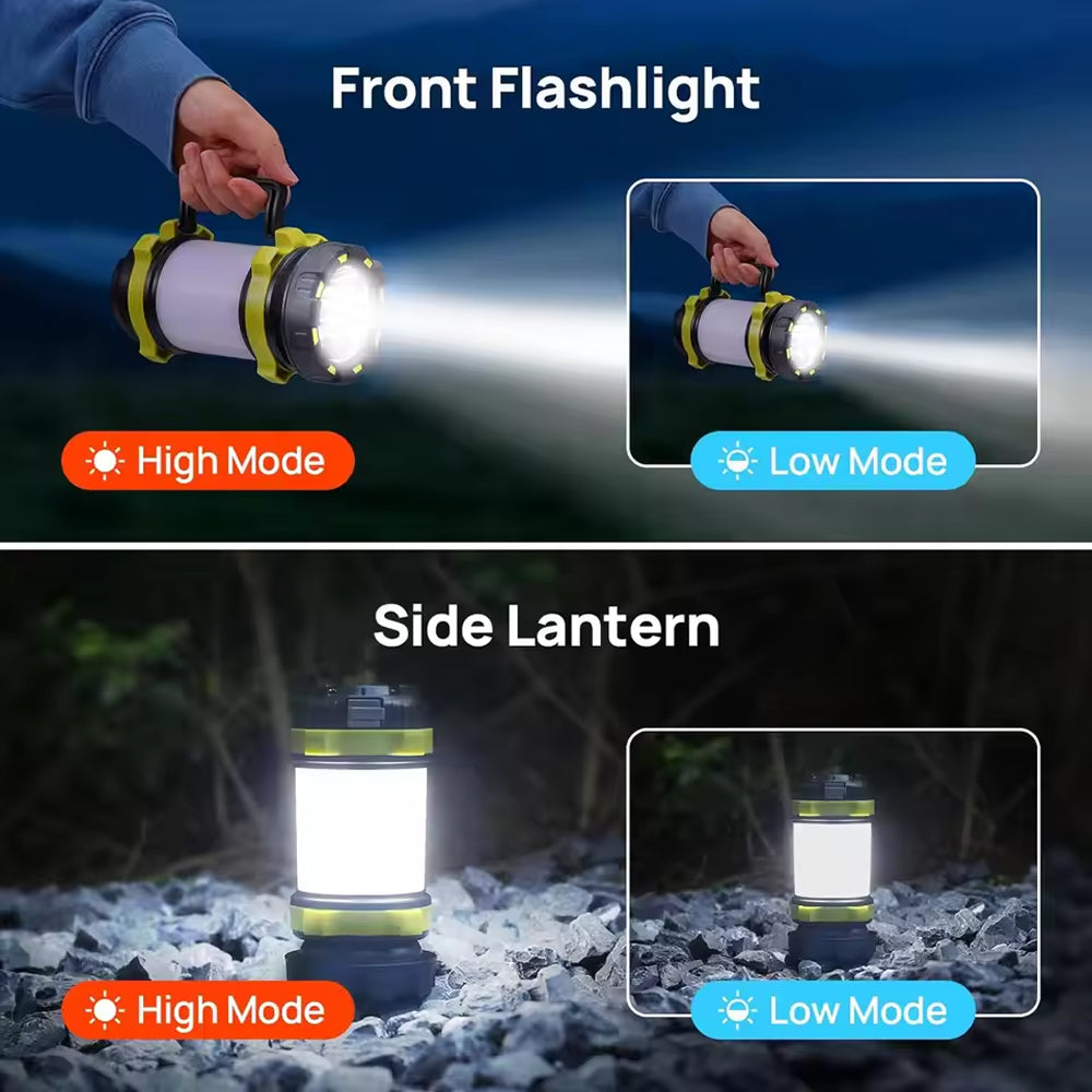 LiteCampi 1000-Lumen Ultra-Bright Camping Lantern 1000m Beam Range with Dual Modes and USB Rechargeable Battery