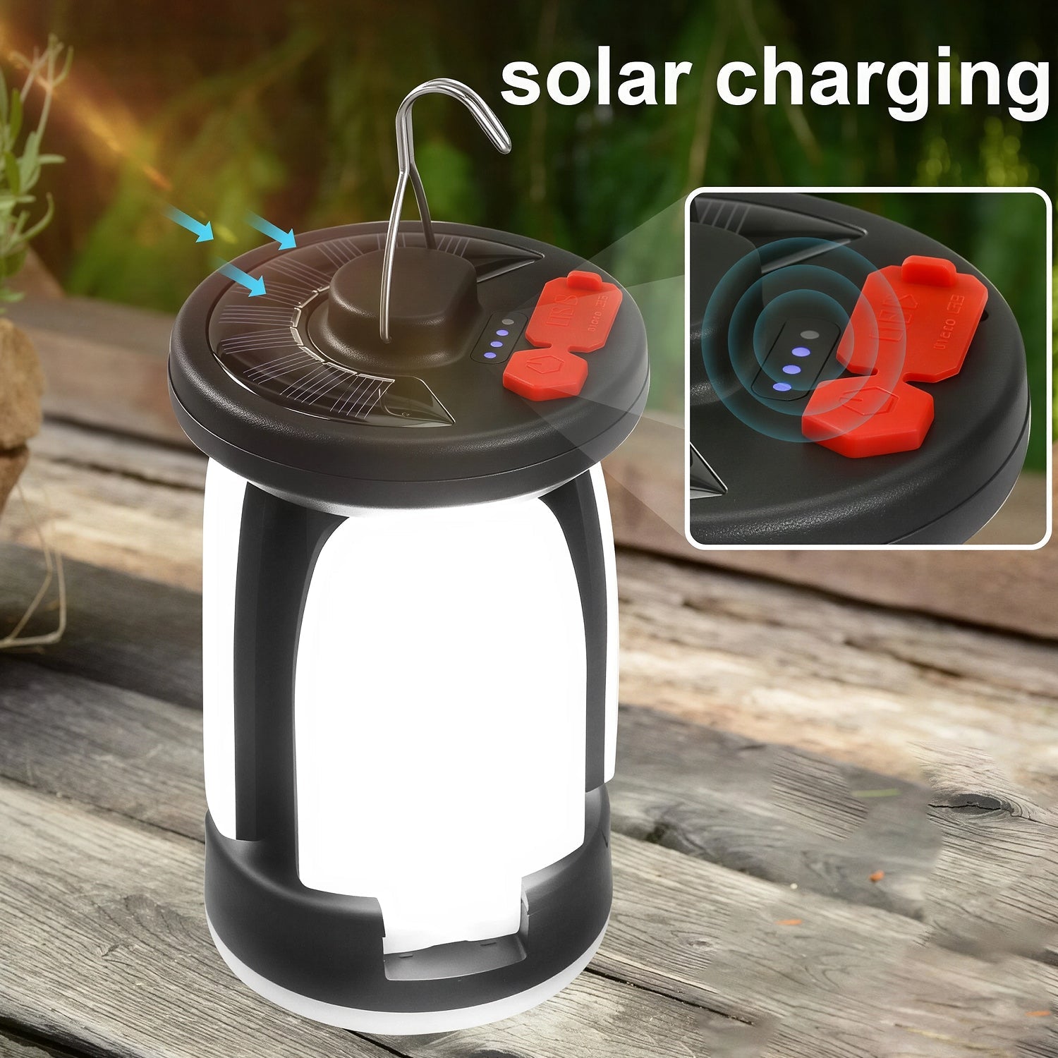 LomiFors Solar & USB Rechargeable Emergency Lantern with 90° Folding Leaf Design, 1000LM Brightness and 4500mAh Power Bank