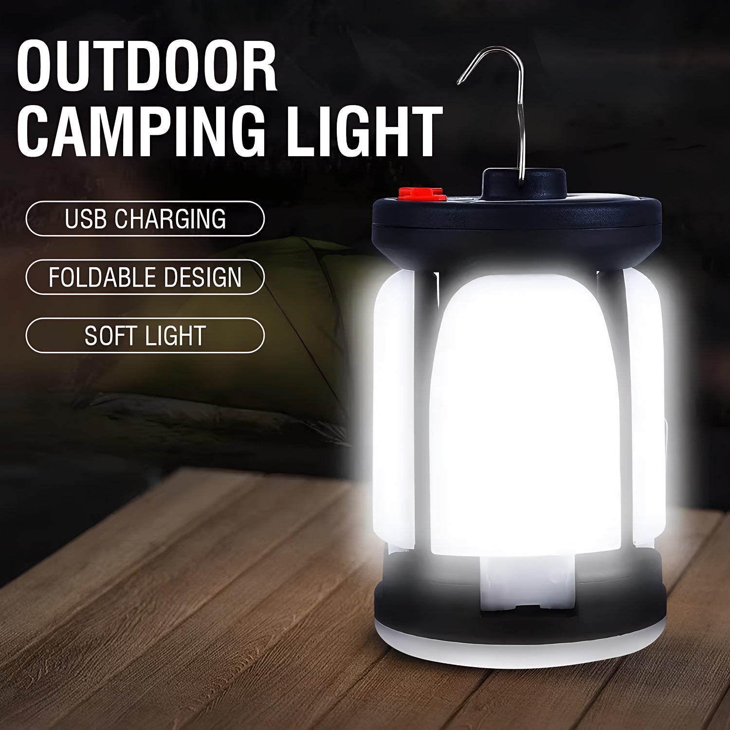 LomiFors Solar & USB Rechargeable Emergency Lantern with 90° Folding Leaf Design, 1000LM Brightness and 4500mAh Power Bank
