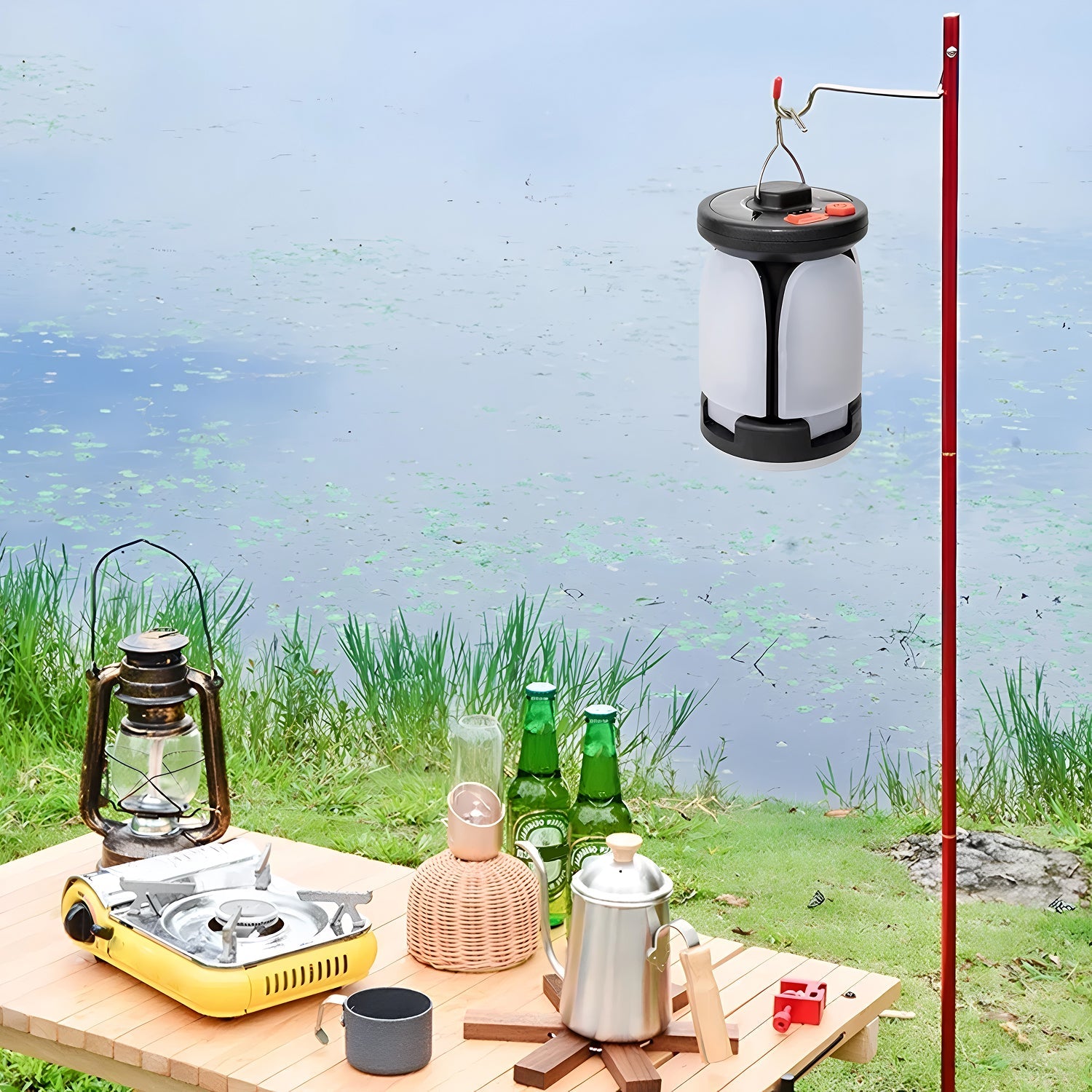 LomiFors Solar & USB Rechargeable Emergency Lantern with 90° Folding Leaf Design, 1000LM Brightness and 4500mAh Power Bank