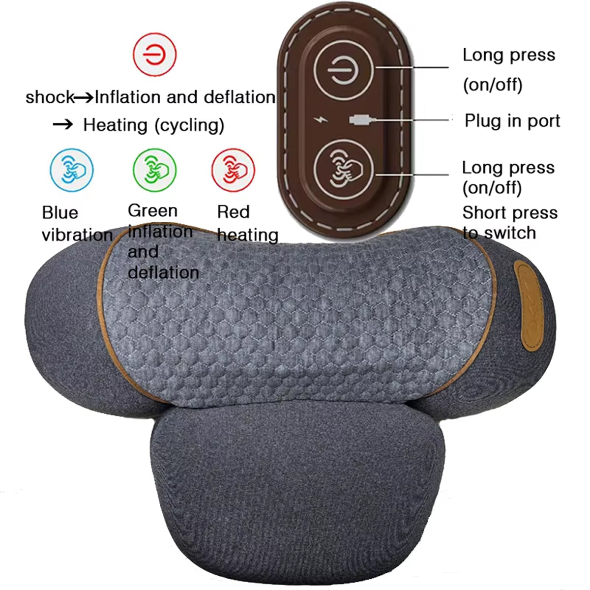LupiSopix Electric Lumbar Support Pillow with Dynamic Airbag Stretching & Heat Therapy