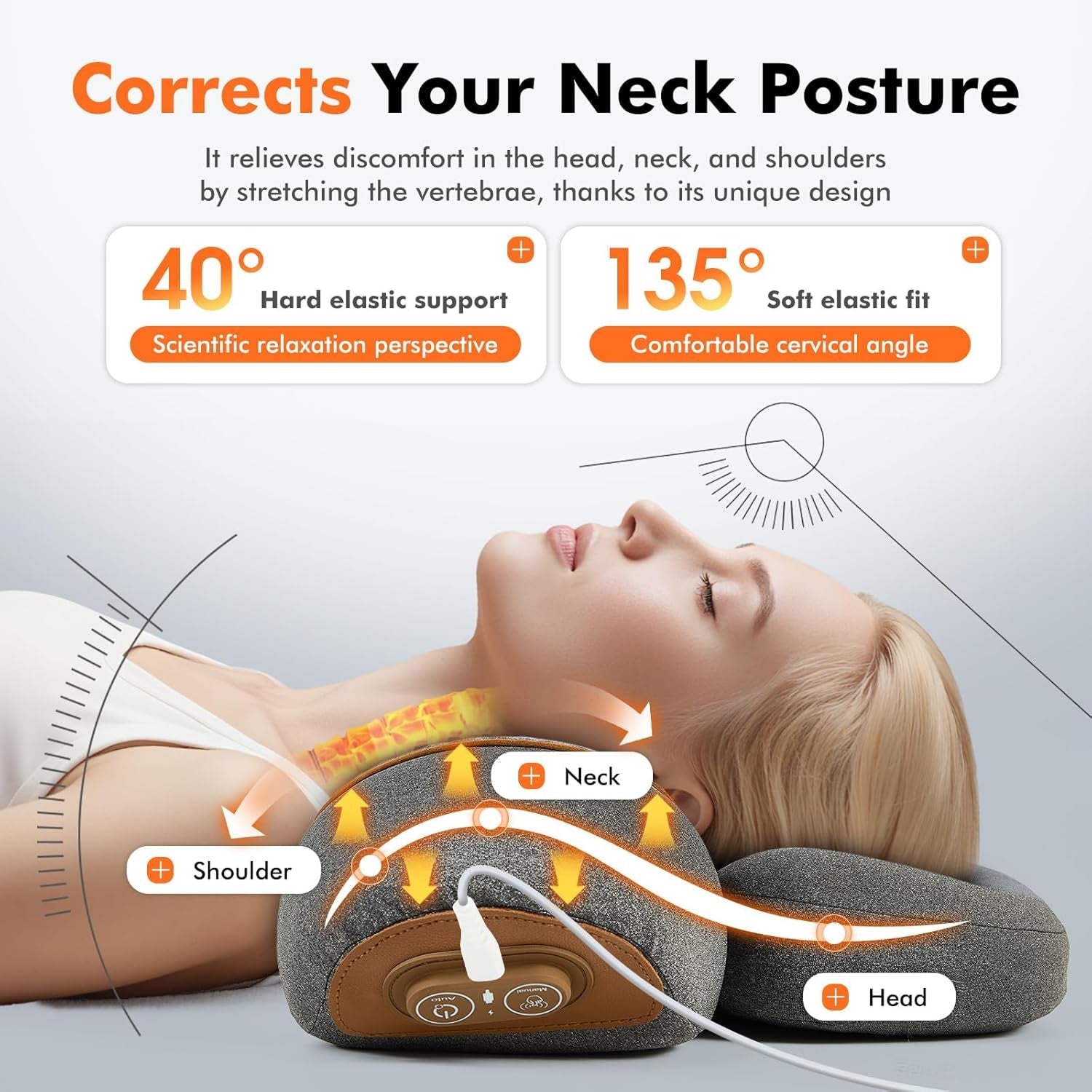 LupiSopix Electric Lumbar Support Pillow with Dynamic Airbag Stretching & Heat Therapy