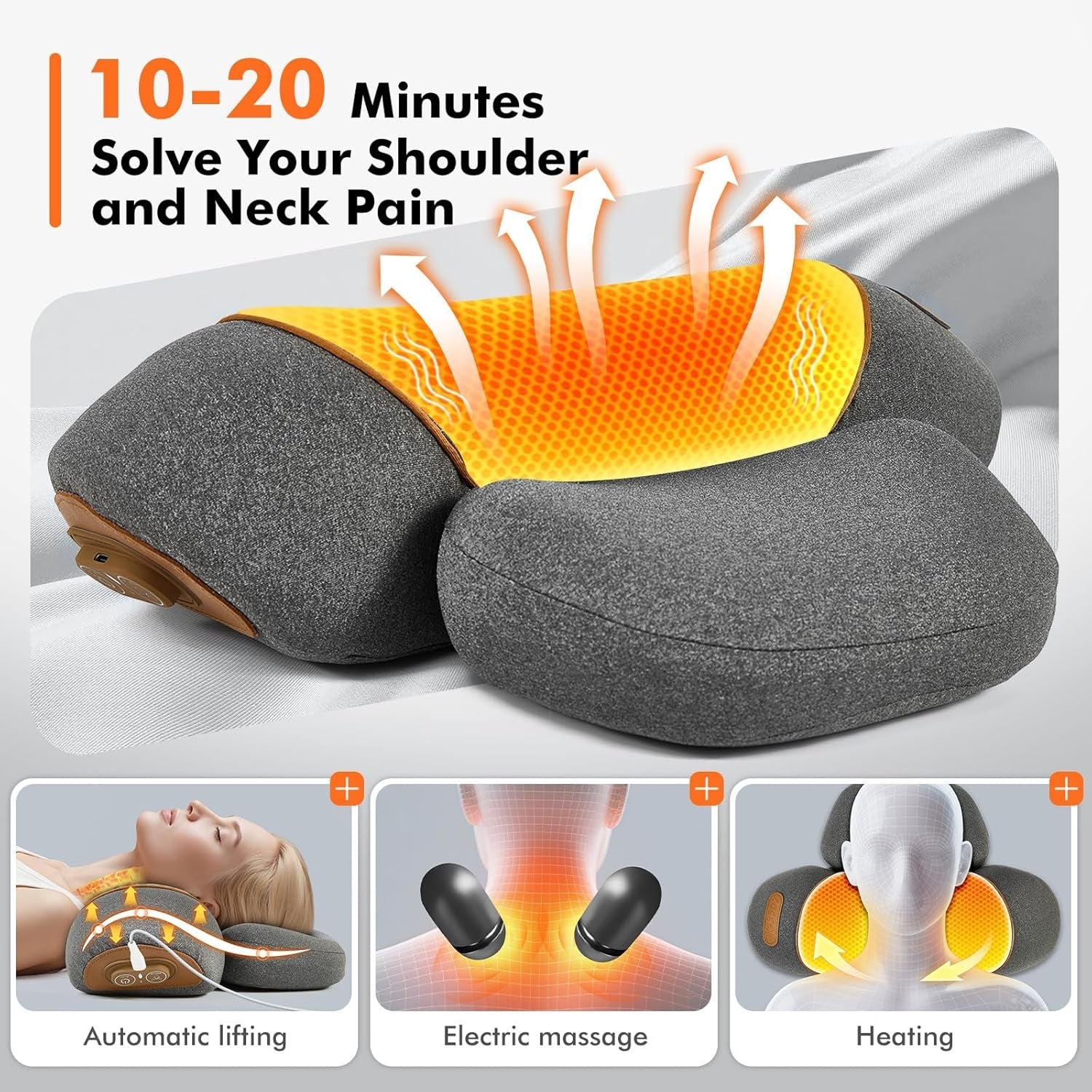 LupiSopix Electric Lumbar Support Pillow with Dynamic Airbag Stretching & Heat Therapy