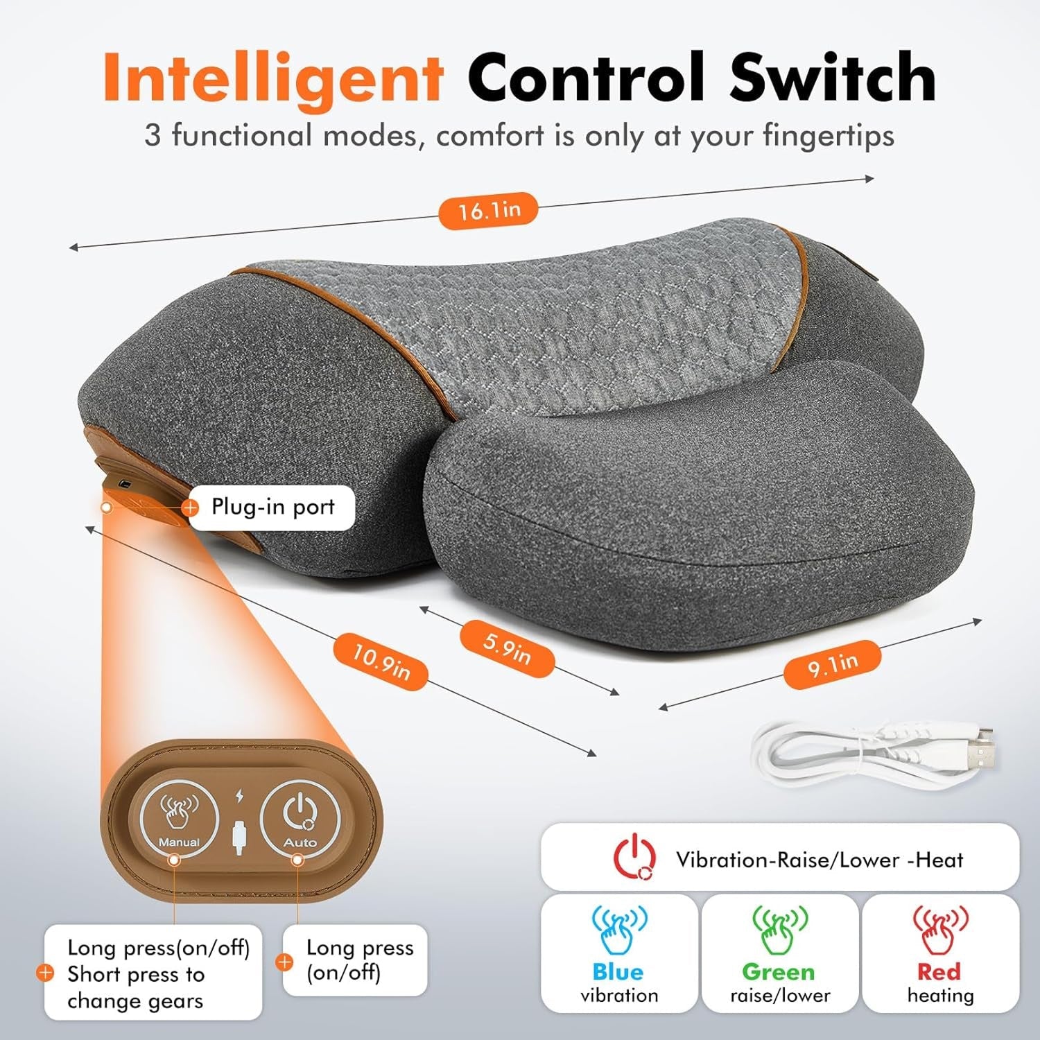LupiSopix Electric Lumbar Support Pillow with Dynamic Airbag Stretching & Heat Therapy