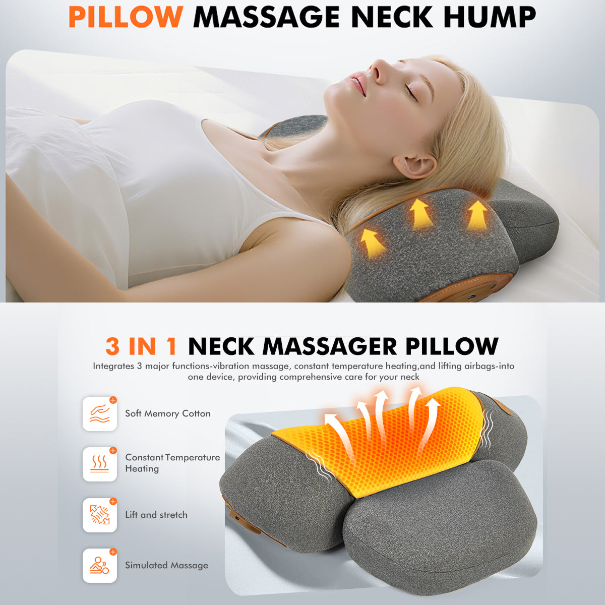 LupiSopix Electric Lumbar Support Pillow with Dynamic Airbag Stretching & Heat Therapy