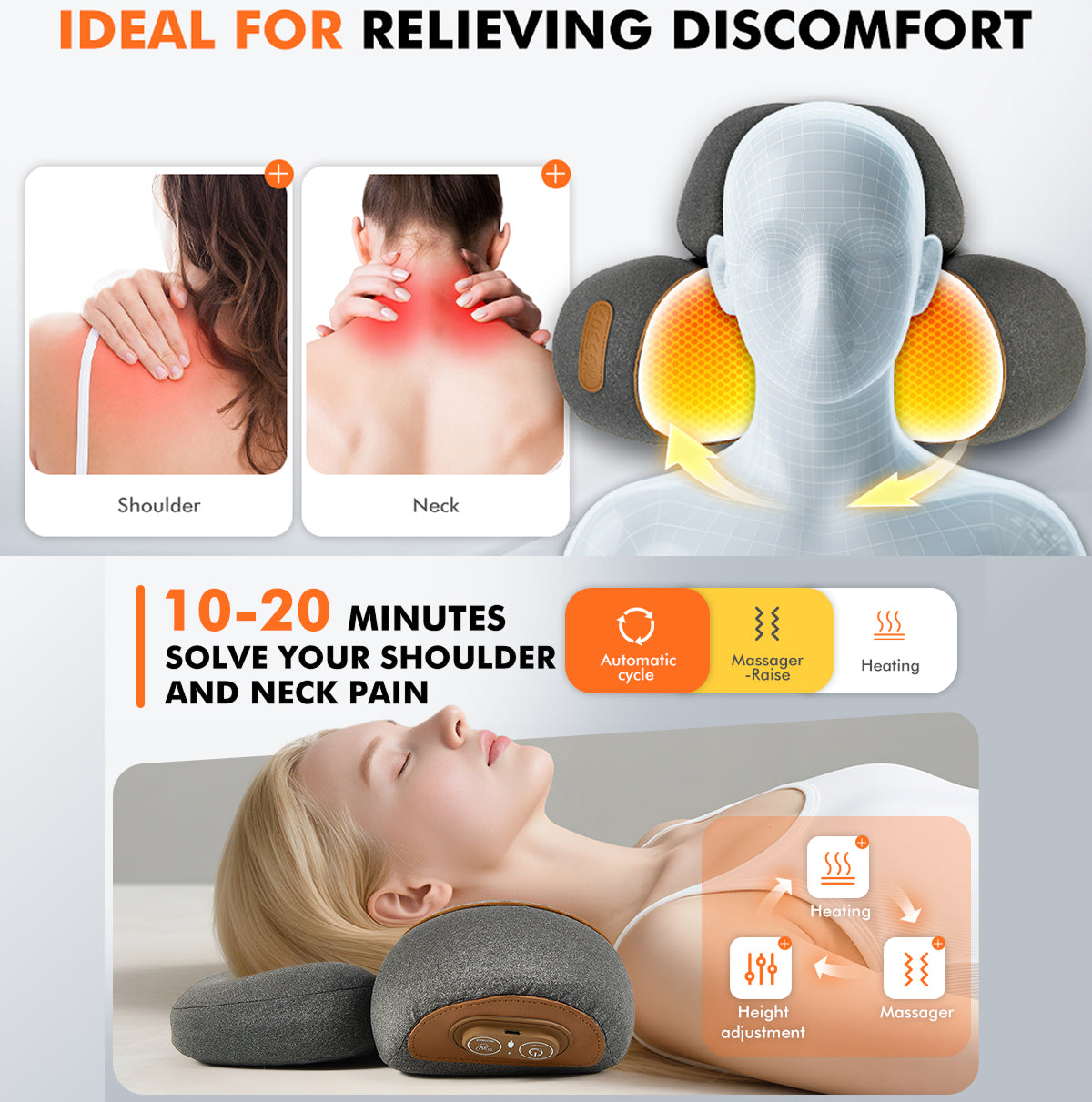LupiSopix Electric Lumbar Support Pillow with Dynamic Airbag Stretching & Heat Therapy