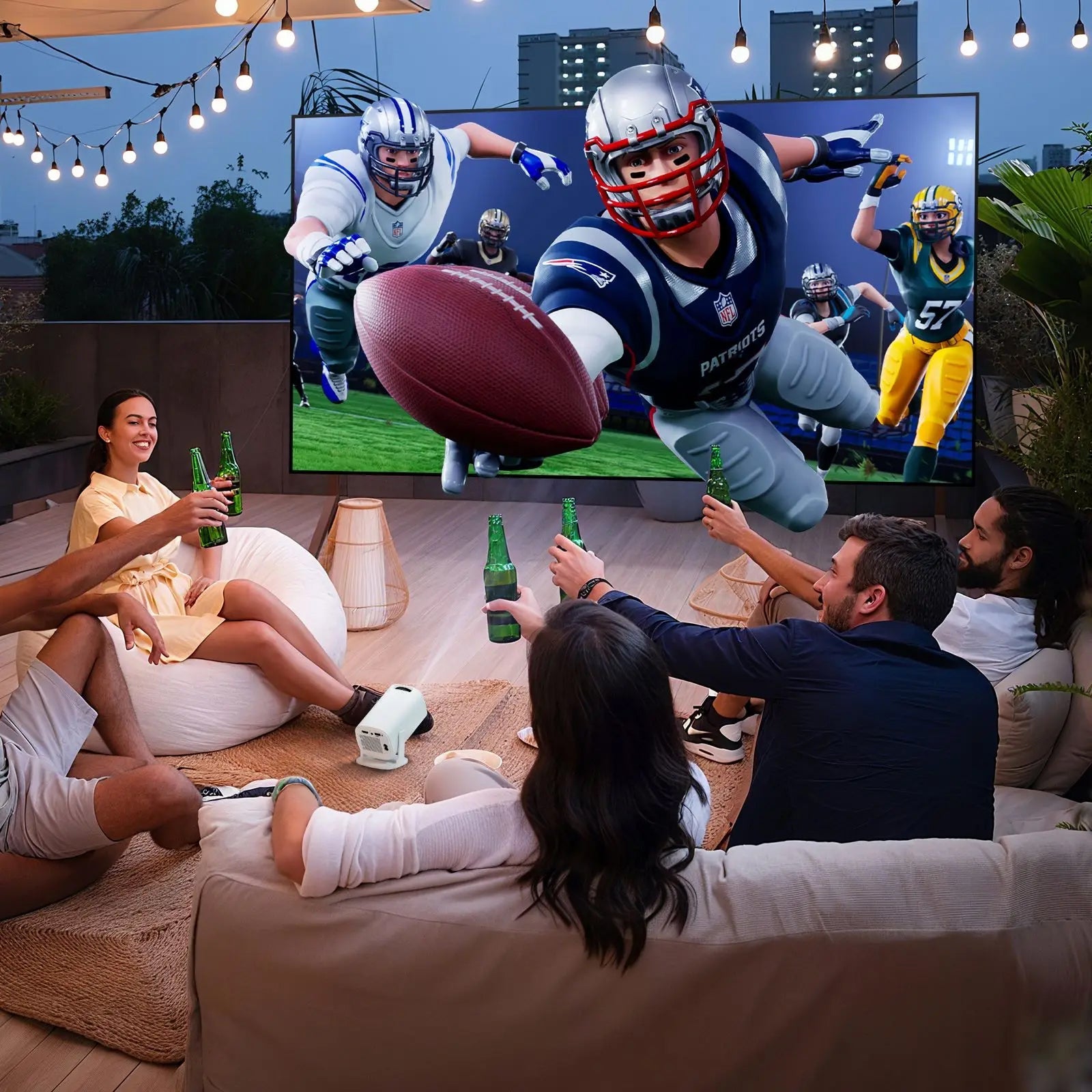 LuxinBeam Android 14.0 Smart Mini Projector with 270° Rotating Gimbal, WiFi 6, Auto Focus and 150-Inch Cinematic Display