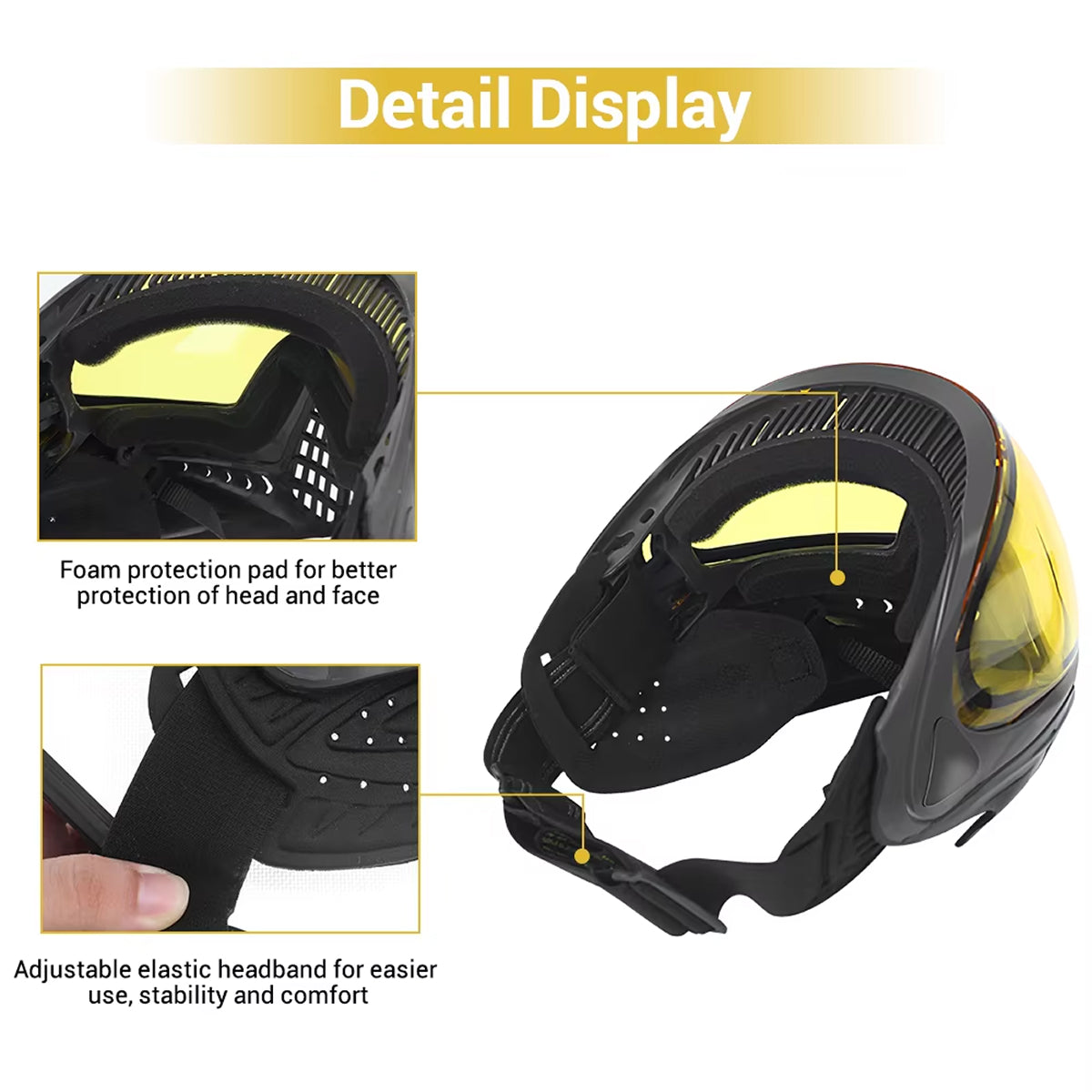 MaskiVax Tactical Airsoft Goggles with 150° Panoramic Vision, 2.5mm High-Impact Anti-Fog Lens and Soft Silicone Breathable Frame