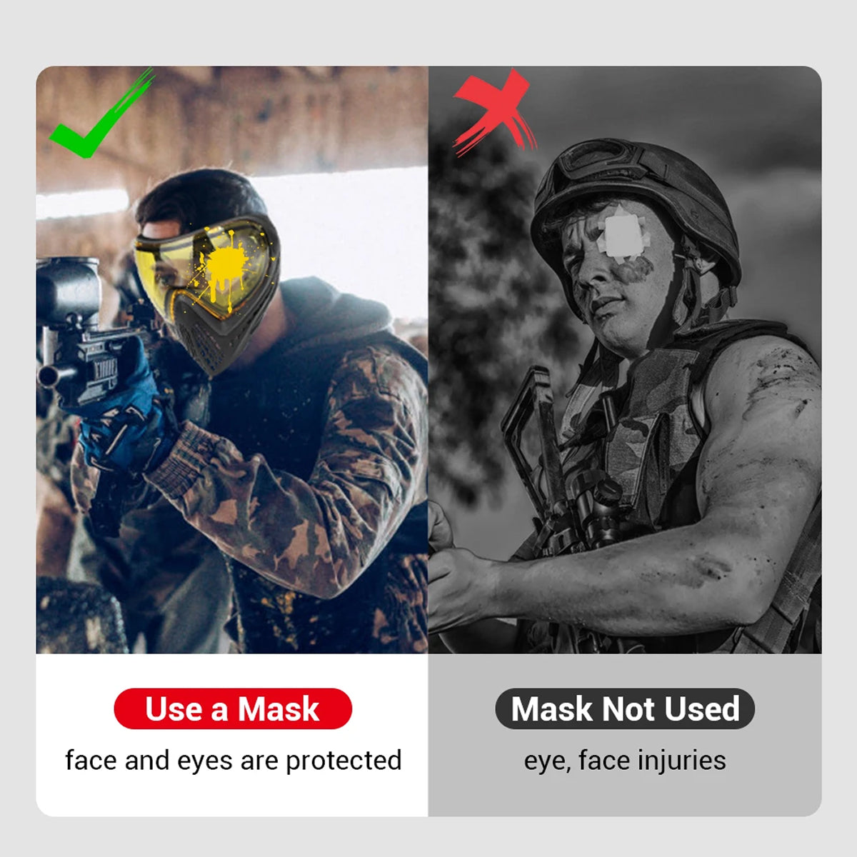 MaskiVax Tactical Airsoft Goggles with 150° Panoramic Vision, 2.5mm High-Impact Anti-Fog Lens and Soft Silicone Breathable Frame