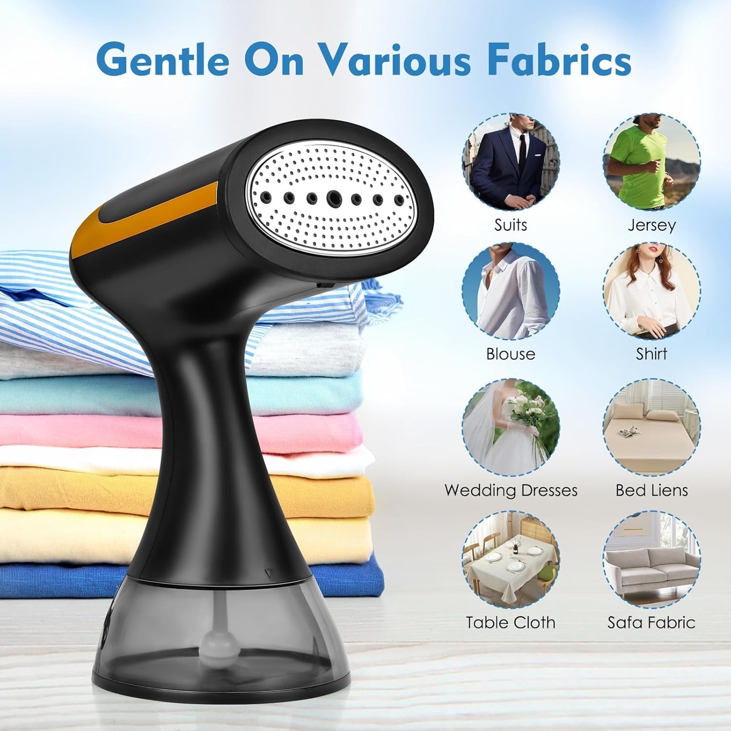 MaxGavic Handheld Clothes Steamer 1500W Rapid 25s Heat-Up with 300ml Detachable Tank