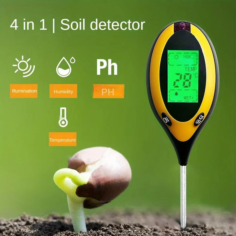 MaziSoil 4-in-1 Soil Moisture Meter - pH, Light, and Temperature Tester with Backlit LCD, 3-Second Fast Reading and 98% Accuracy