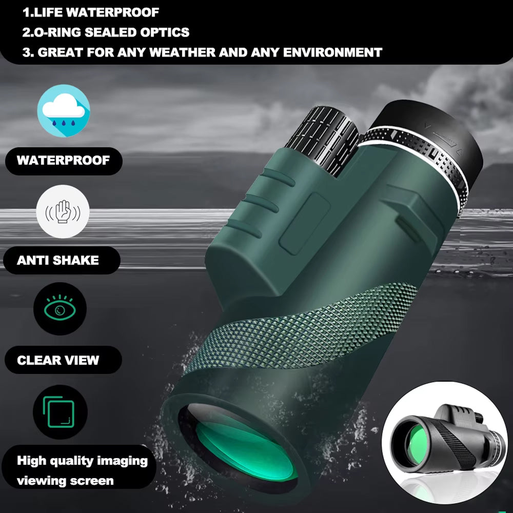 MenixFos 80x100 Monocular Telescope High Power BAK4 Prism with Smartphone Adapter & Tripod