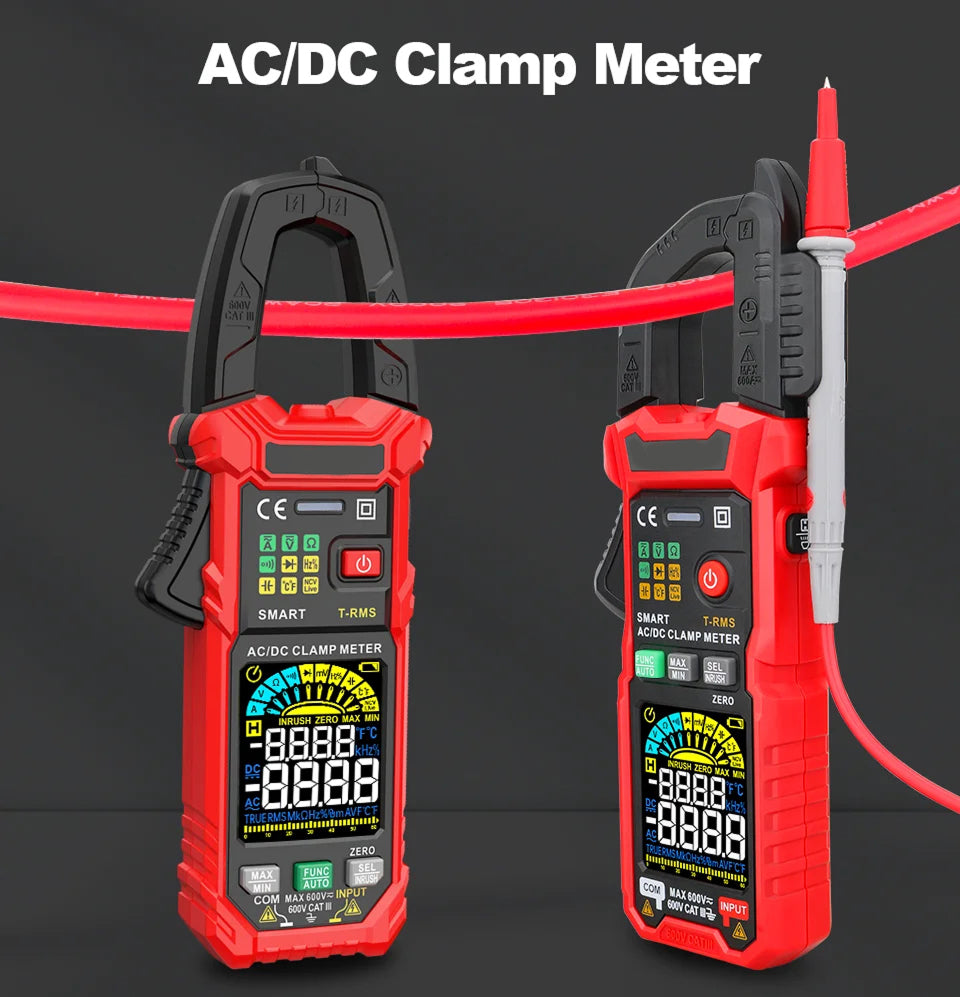 True RMS Digital Clamp Meter 6000 Counts AC DC Ammeter Voltmeter with NCV 36mm Jaw MereiCeci