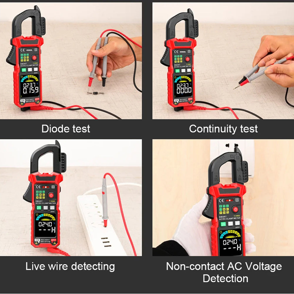 True RMS Digital Clamp Meter 6000 Counts AC DC Ammeter Voltmeter with NCV 36mm Jaw MereiCeci