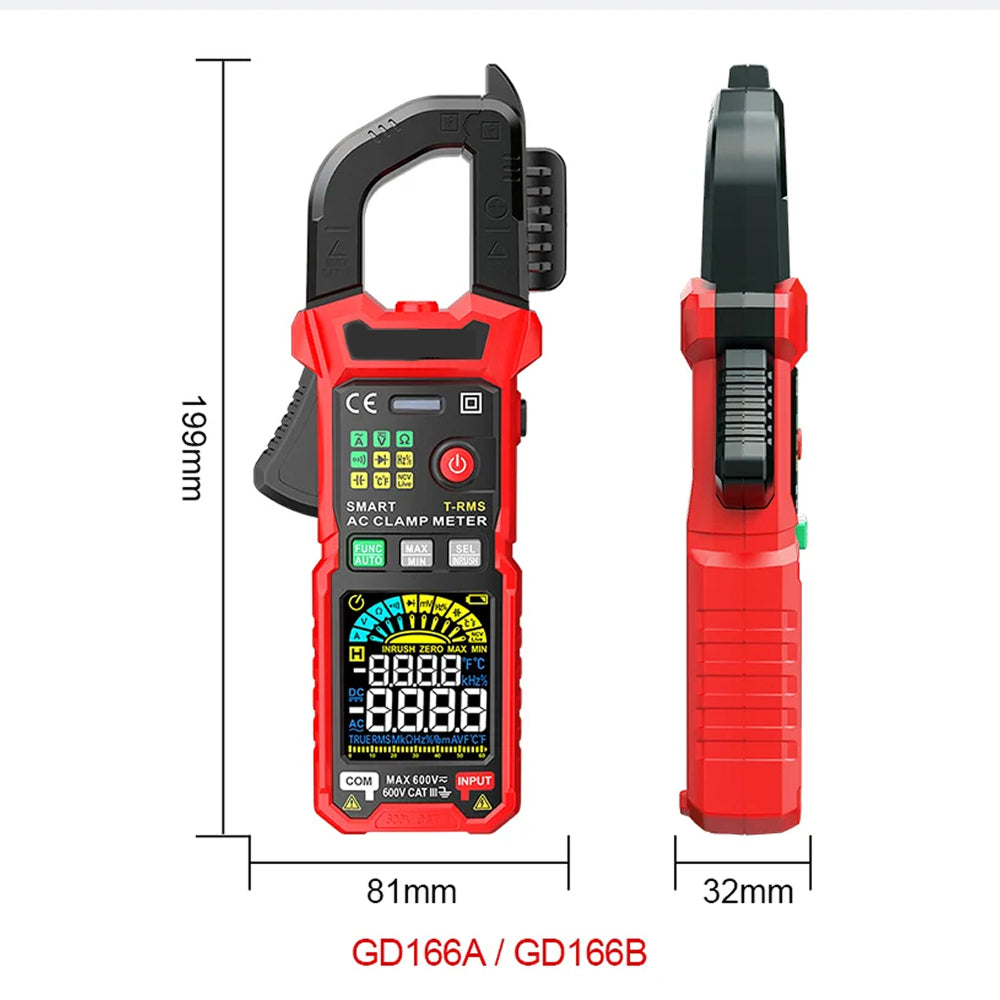 True RMS Digital Clamp Meter 6000 Counts AC DC Ammeter Voltmeter with NCV 36mm Jaw MereiCeci