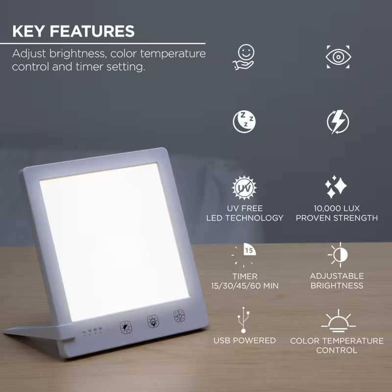 MiBeamix SAD Lamp - UV-Free 10,000 Lux Light Therapy Lamp with 3 Color Temperatures, Stepless Dimming and USB-C