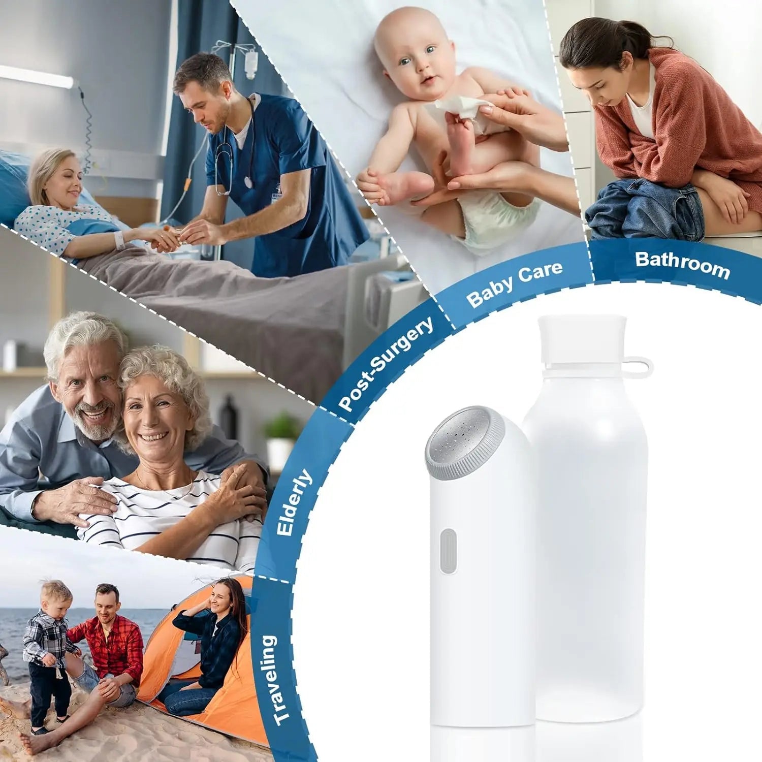 MidoFost Portable Bidet USB-C Rechargeable IPX7 Waterproof Travel Wash with 4 Spray Modes
