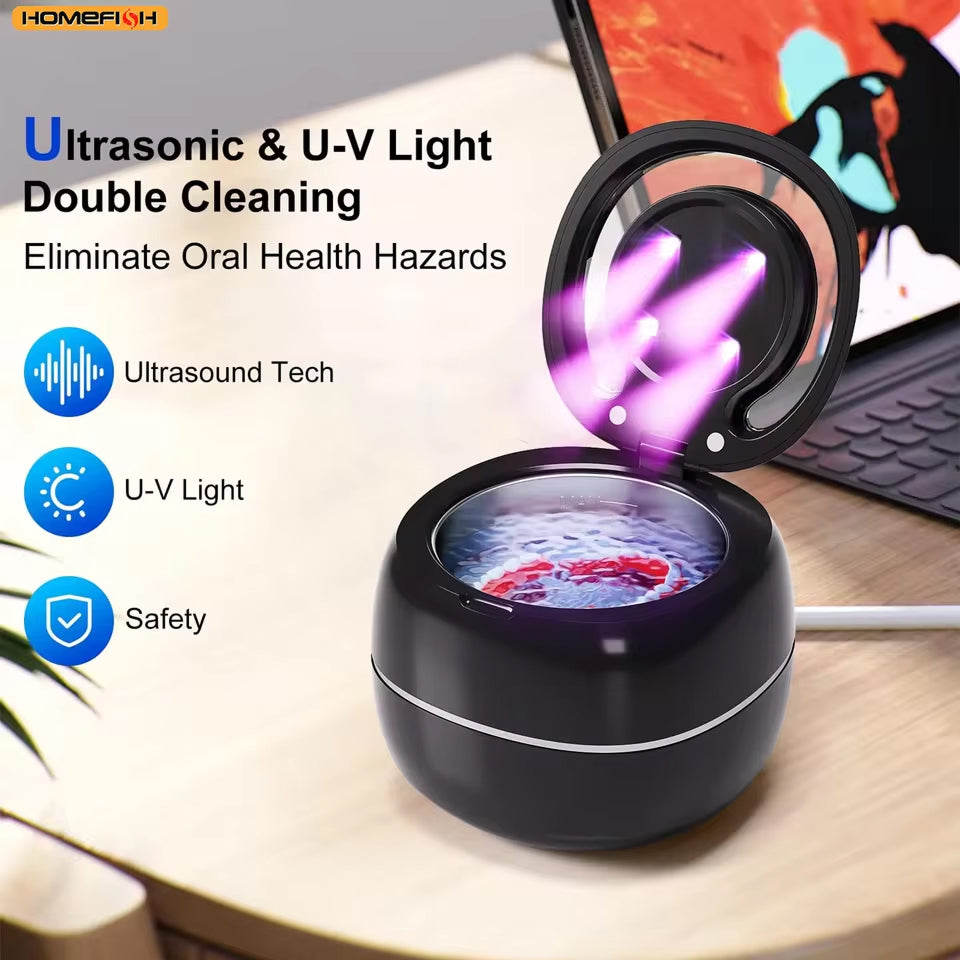 MinCleanx Ultrasonic Dental Cleaner - 42,000Hz Professional 30W Ultrasonic Cleaner with LED Light, Digital Timer