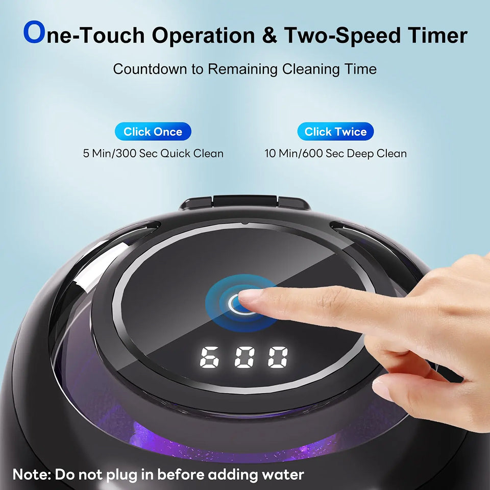 MinCleanx Ultrasonic Dental Cleaner - 42,000Hz Professional 30W Ultrasonic Cleaner with LED Light, Digital Timer