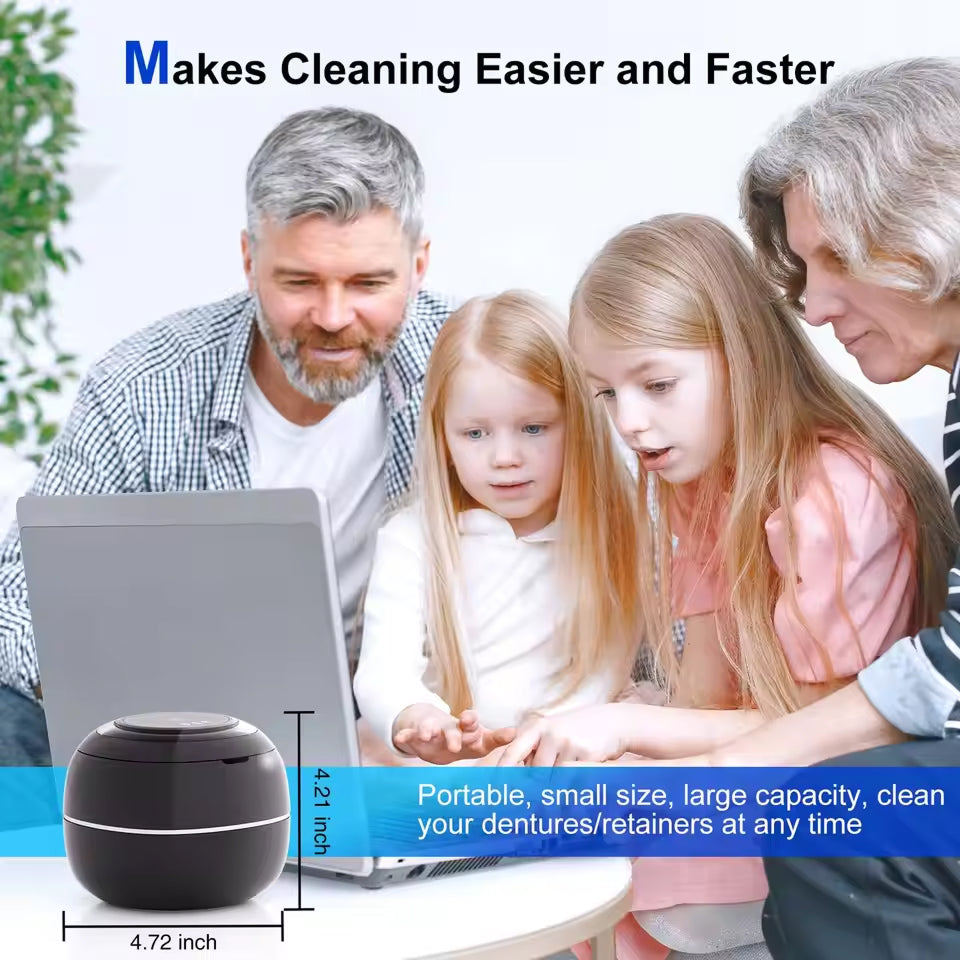 MinCleanx Ultrasonic Dental Cleaner - 42,000Hz Professional 30W Ultrasonic Cleaner with LED Light, Digital Timer
