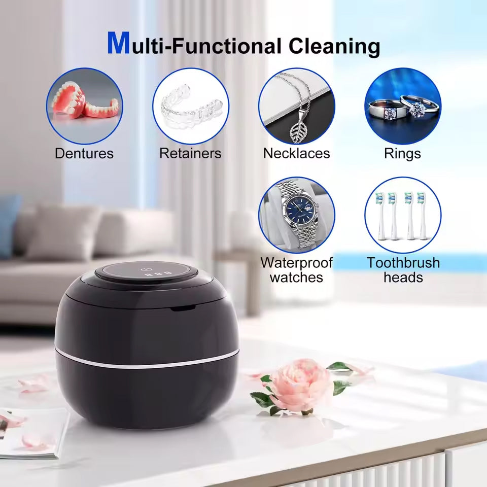 MinCleanx Ultrasonic Dental Cleaner - 42,000Hz Professional 30W Ultrasonic Cleaner with LED Light, Digital Timer
