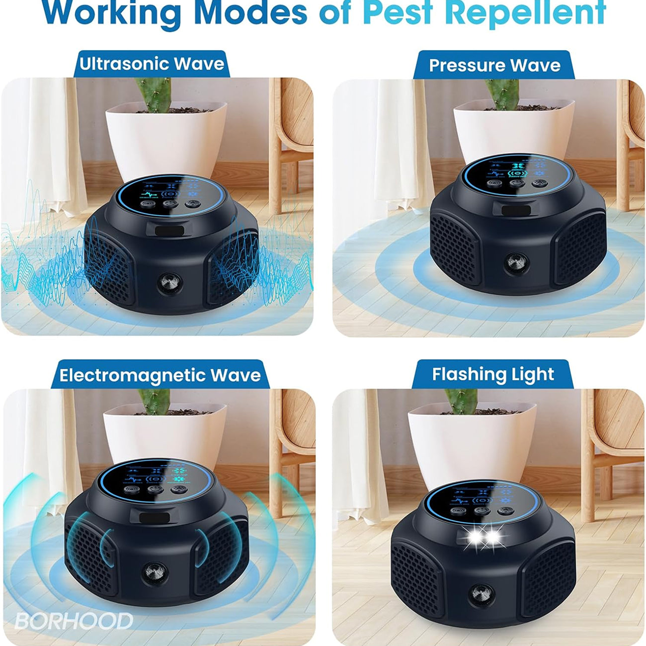 MirexNor Ultrasonic Pest Repeller - Silent Electronic Pest Control, Flame Retardant ABS, Energy-Efficient Plug-in for Home, Office, and Garage