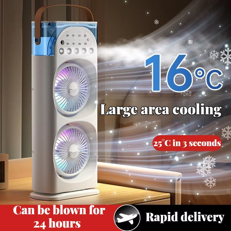 MixanAir Portable Air Conditioner Dual Turbine 12m Airflow 600ml 5-Hole Ultrasonic Mist