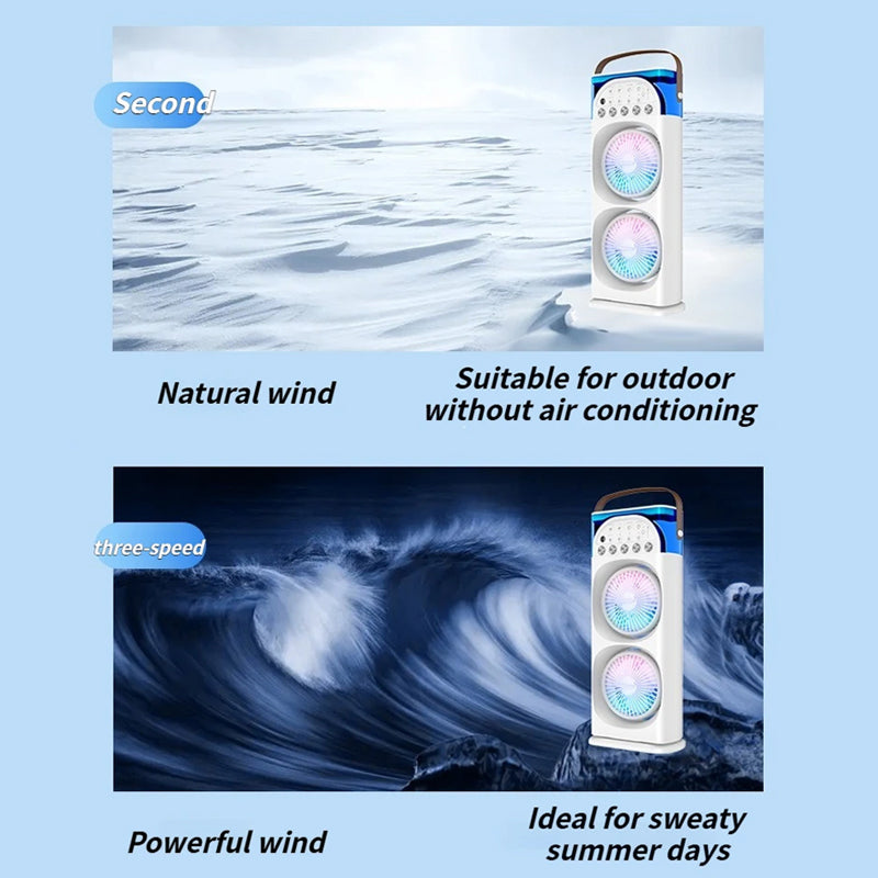 MixanAir Portable Air Conditioner Dual Turbine 12m Airflow 600ml 5-Hole Ultrasonic Mist