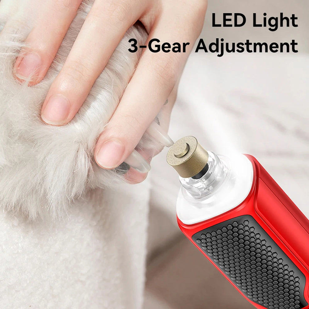 NaxiGriva Dog Nail Grinder 7-Speed Motor Ultra-Quiet 45dB with 3-Gear LED Light and USB-C