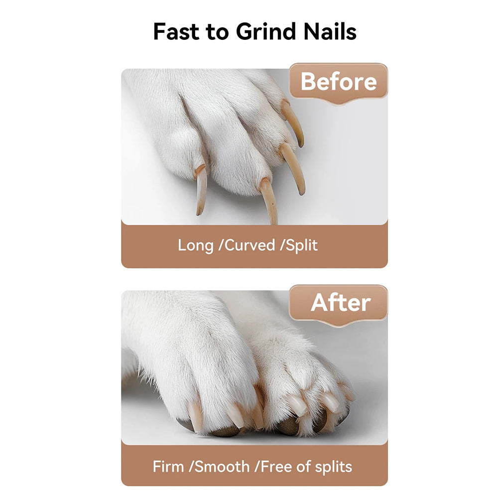 NaxiGriva Dog Nail Grinder 7-Speed Motor Ultra-Quiet 45dB with 3-Gear LED Light and USB-C