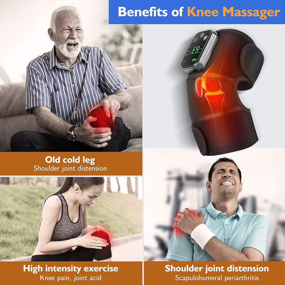 NeeVanix 3-in-1 Smart Joint Massager with 4000mAh Battery, 3-Level Thermal Therapy (45–65°C), and Multi-Strap Joint Support