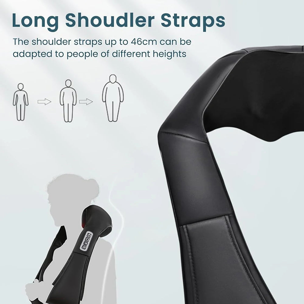 NekiMaxiv Neck and Shoulder Massager with 8 Bi-Directional Nodes, 115°F Heat, and Adjustable Straps for Deep Tissue Relief