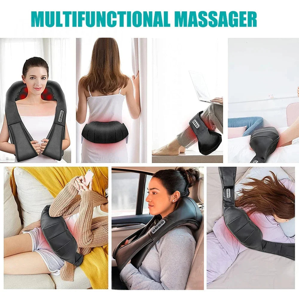 NekiMaxiv Neck and Shoulder Massager with 8 Bi-Directional Nodes, 115°F Heat, and Adjustable Straps for Deep Tissue Relief