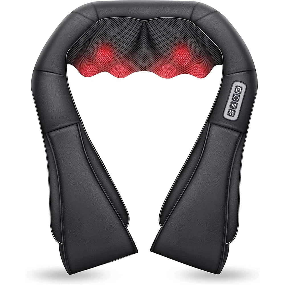 NekiMaxiv Neck and Shoulder Massager with 8 Bi-Directional Nodes, 115°F Heat, and Adjustable Straps for Deep Tissue Relief