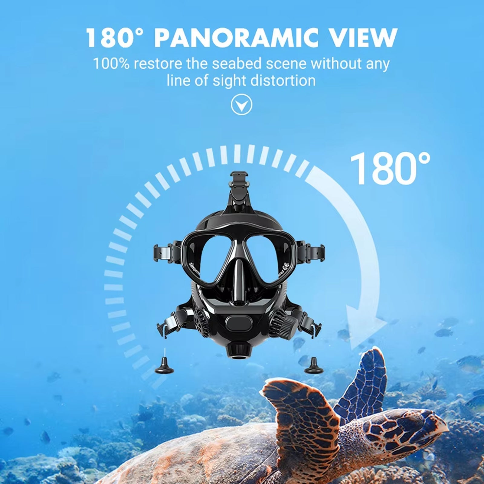 Professional Full Face Diving Mask 150ft Depth Rated 180 Panoramic