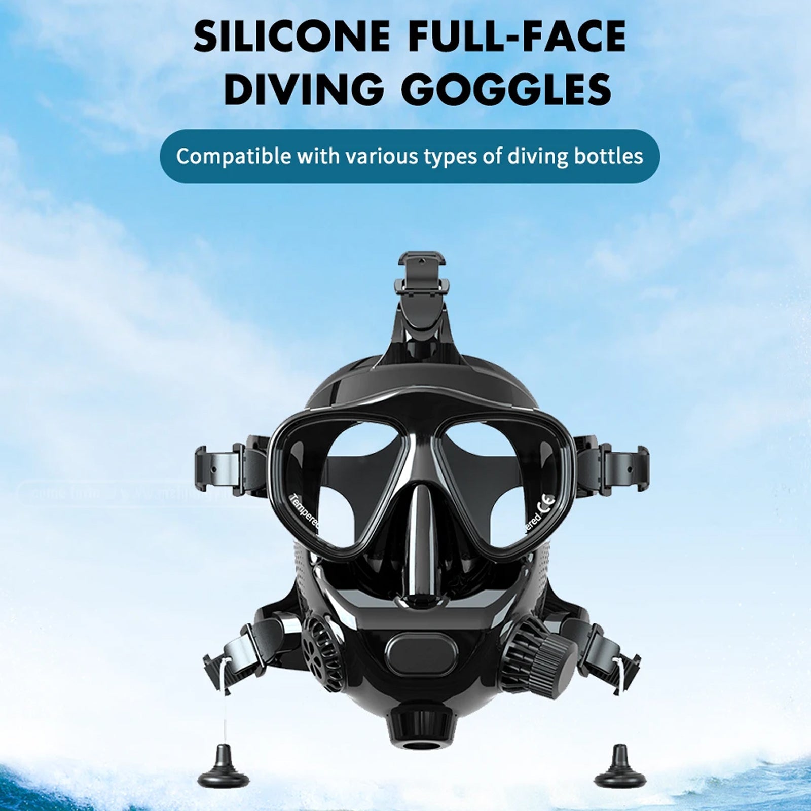 Professional Full Face Diving Mask 150ft Depth Rated 180 Panoramic