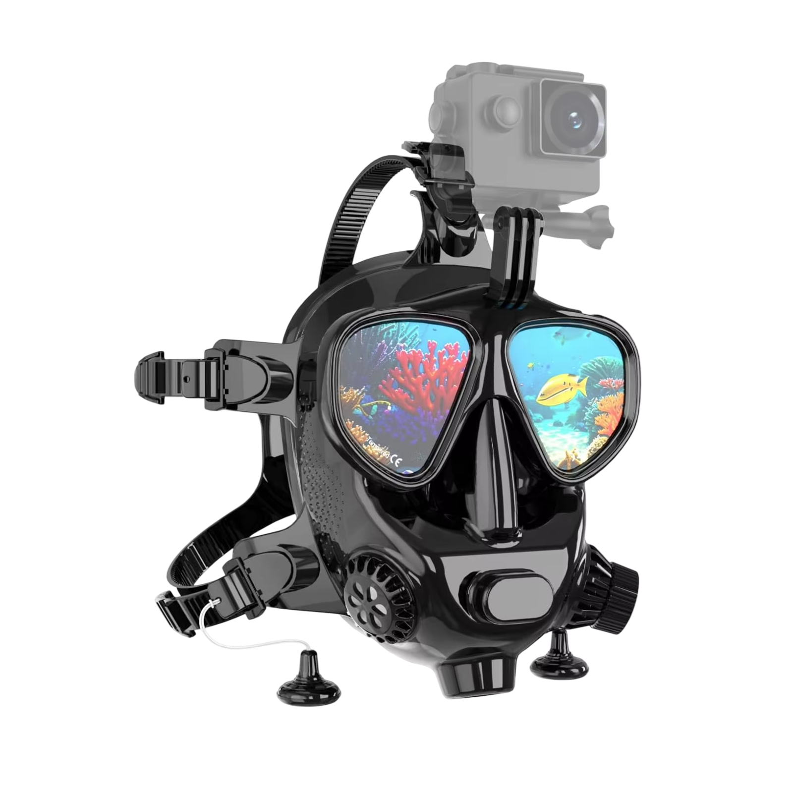 Professional Full Face Diving Mask 150ft Depth Rated 180 Panoramic