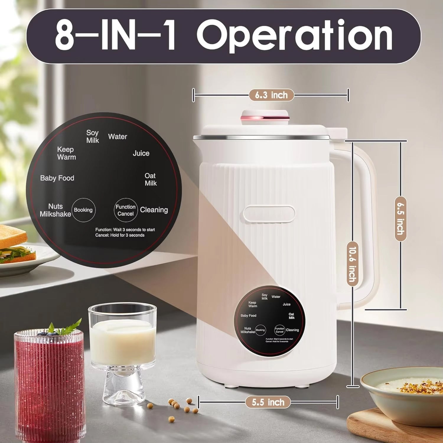 NomiPrex 8-in-1 Automatic Plant-Based Milk Maker with 12-Blade CypherCore System, 40oz Family Capacity and 18-Hour Delay Timer