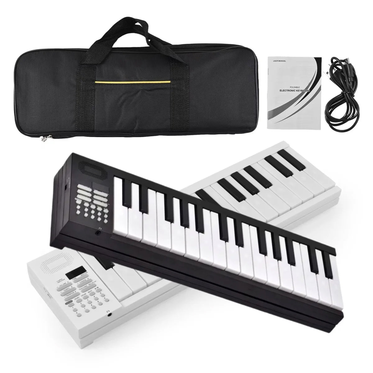 NoteArop Portable Foldable Keyboard Piano - 61 Full-Size Keys, Rechargeable Bluetooth Digital Piano with 16 Tones, 100 Rhythms