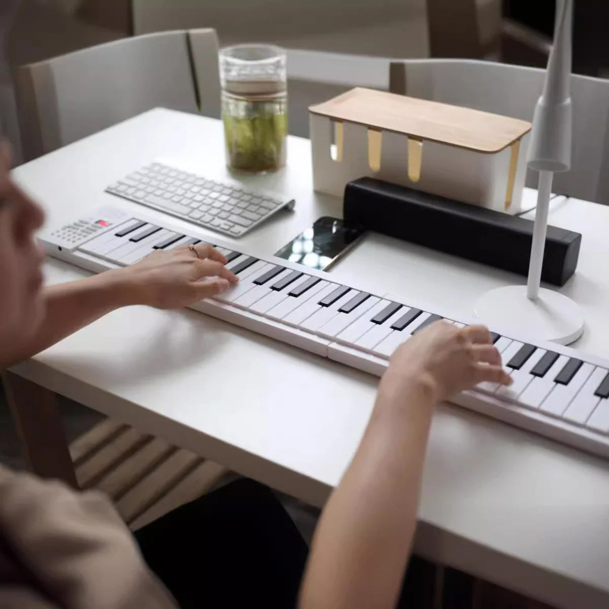 NoteArop Portable Foldable Keyboard Piano - 61 Full-Size Keys, Rechargeable Bluetooth Digital Piano with 16 Tones, 100 Rhythms