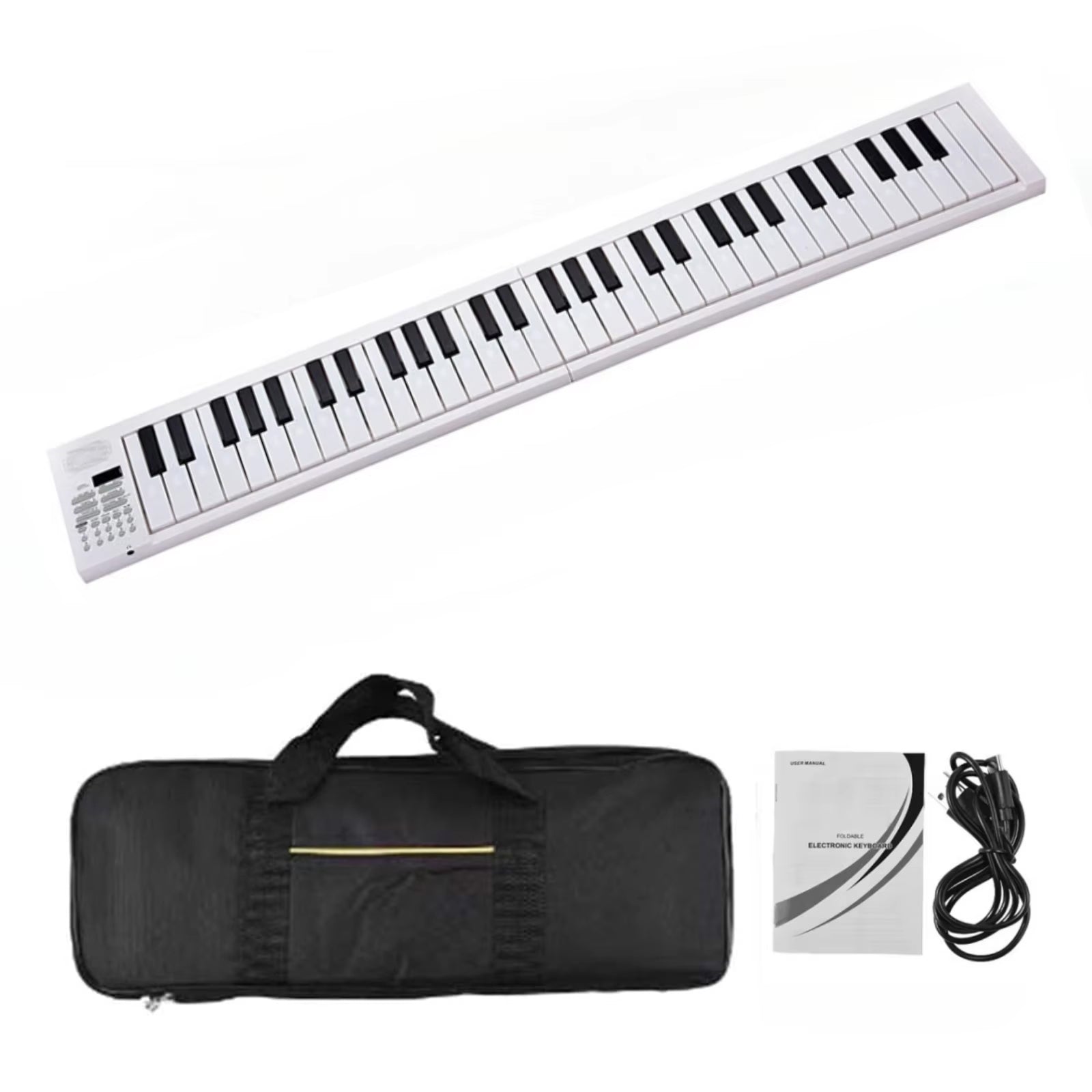 NoteArop Portable Foldable Keyboard Piano - 61 Full-Size Keys, Rechargeable Bluetooth Digital Piano with 16 Tones, 100 Rhythms