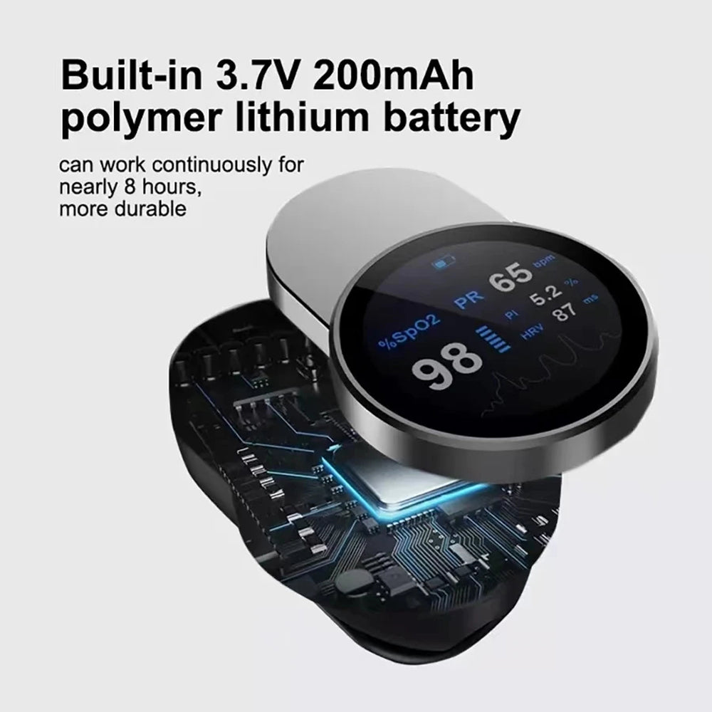 Bluetooth Pulse Oximeter Rechargeable SpO2 Monitor HRV App Tracking