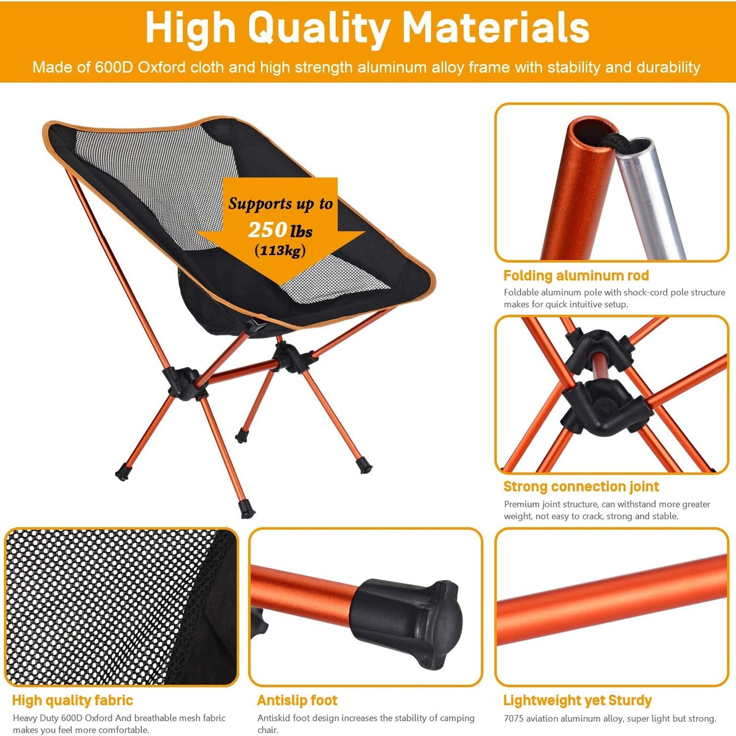 PikoOuta Lightweight Camping Chair - Portable Foldable Outdoor Seat