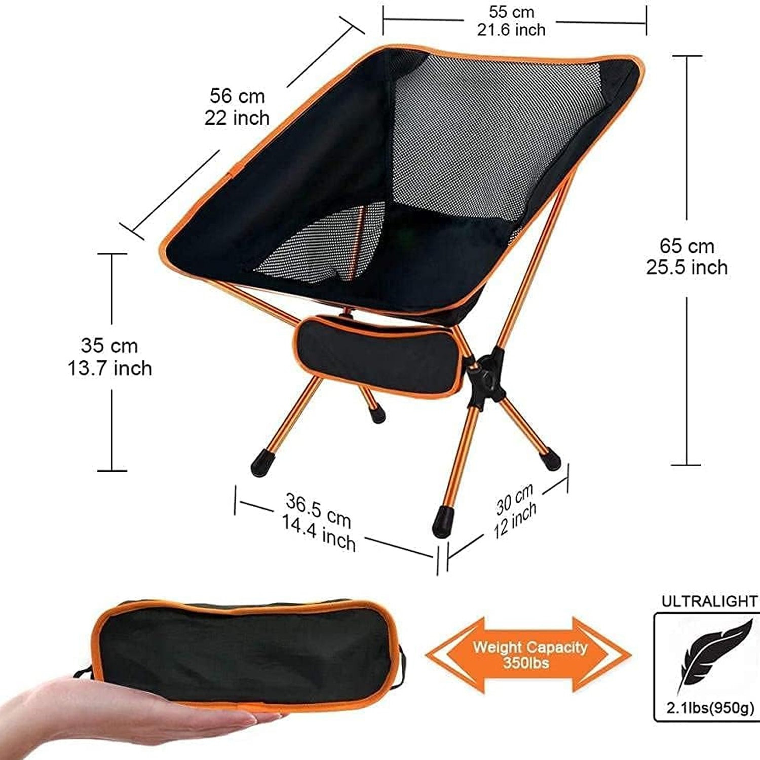 PikoOuta Lightweight Camping Chair - Portable Foldable Outdoor Seat