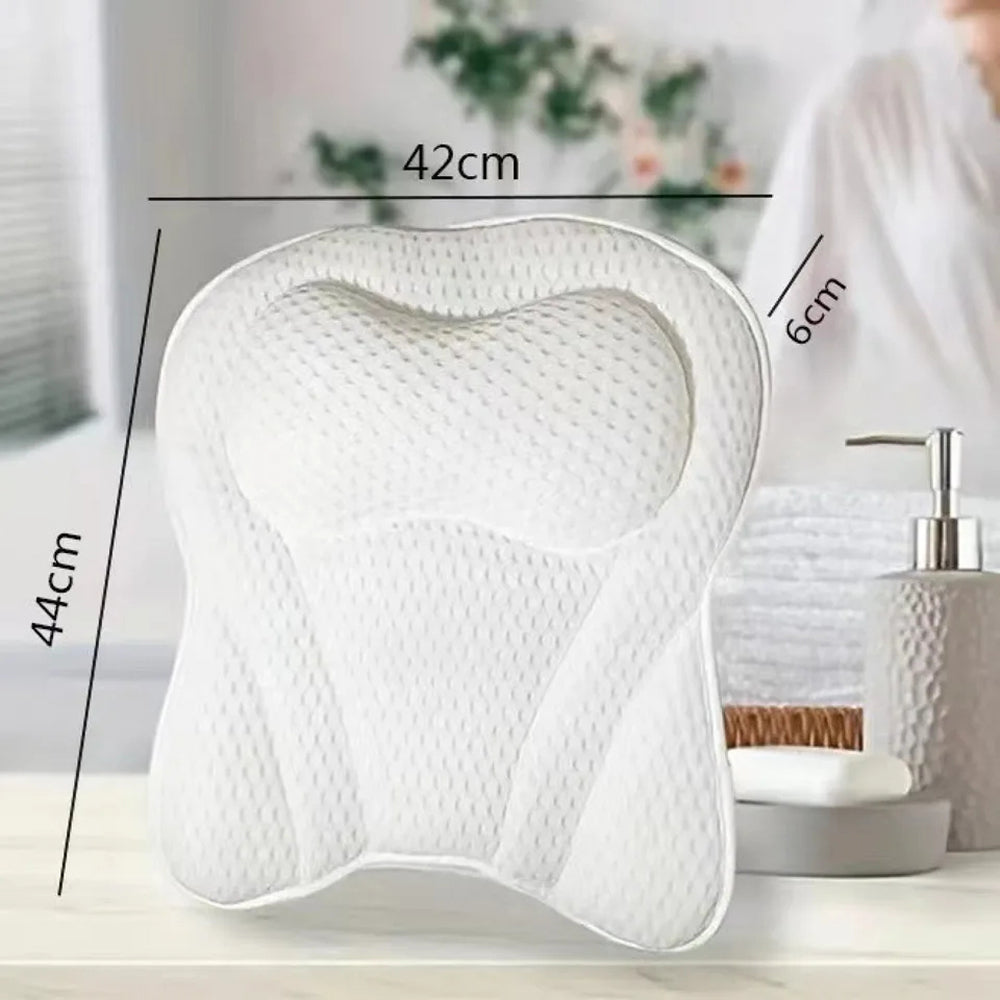 PilivKaxi Bath Pillow with 4D Air Mesh Neck and Back Support Non-Slip Suction Cups for Spa Relaxation