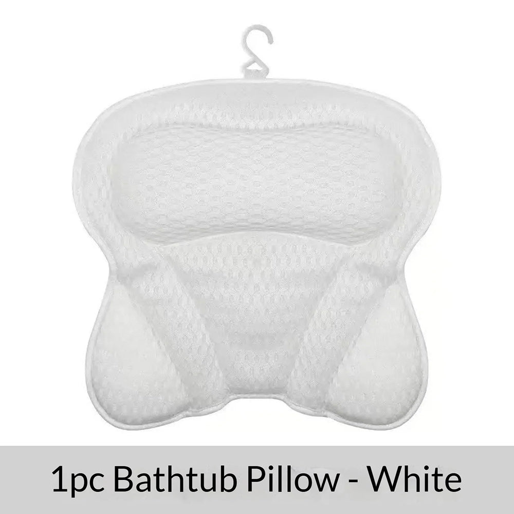 PilivKaxi Bath Pillow with 4D Air Mesh Neck and Back Support Non-Slip Suction Cups for Spa Relaxation