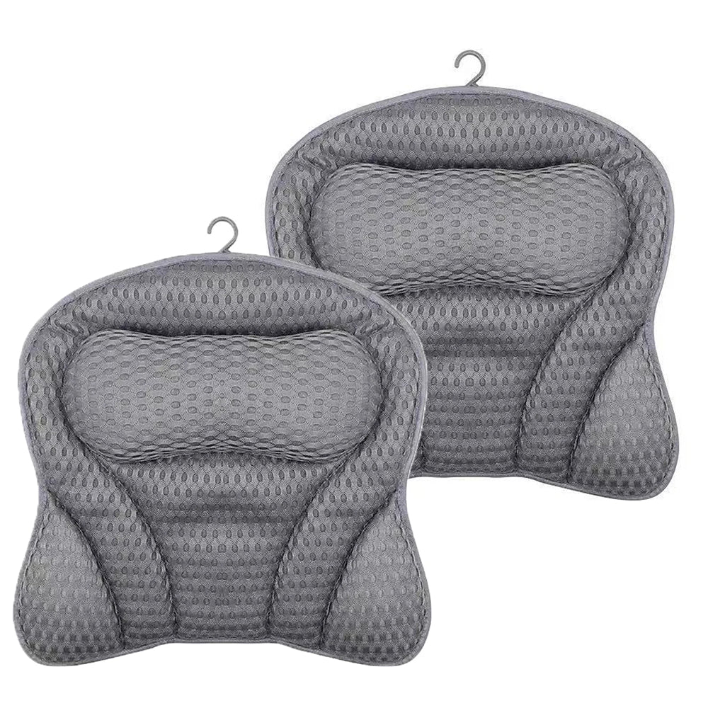 PilivKaxi Bath Pillow with 4D Air Mesh Neck and Back Support Non-Slip Suction Cups for Spa Relaxation
