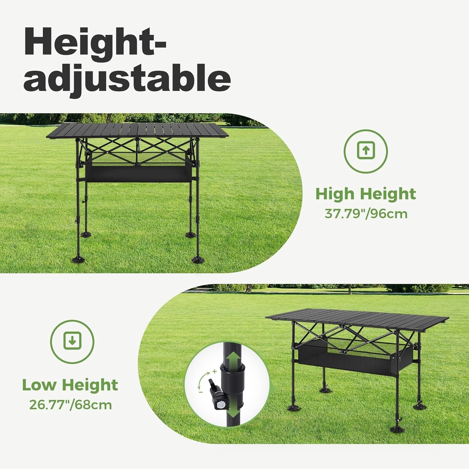 PimiTabix Folding Picnic Table | Lightweight & Adjustable Camping Table