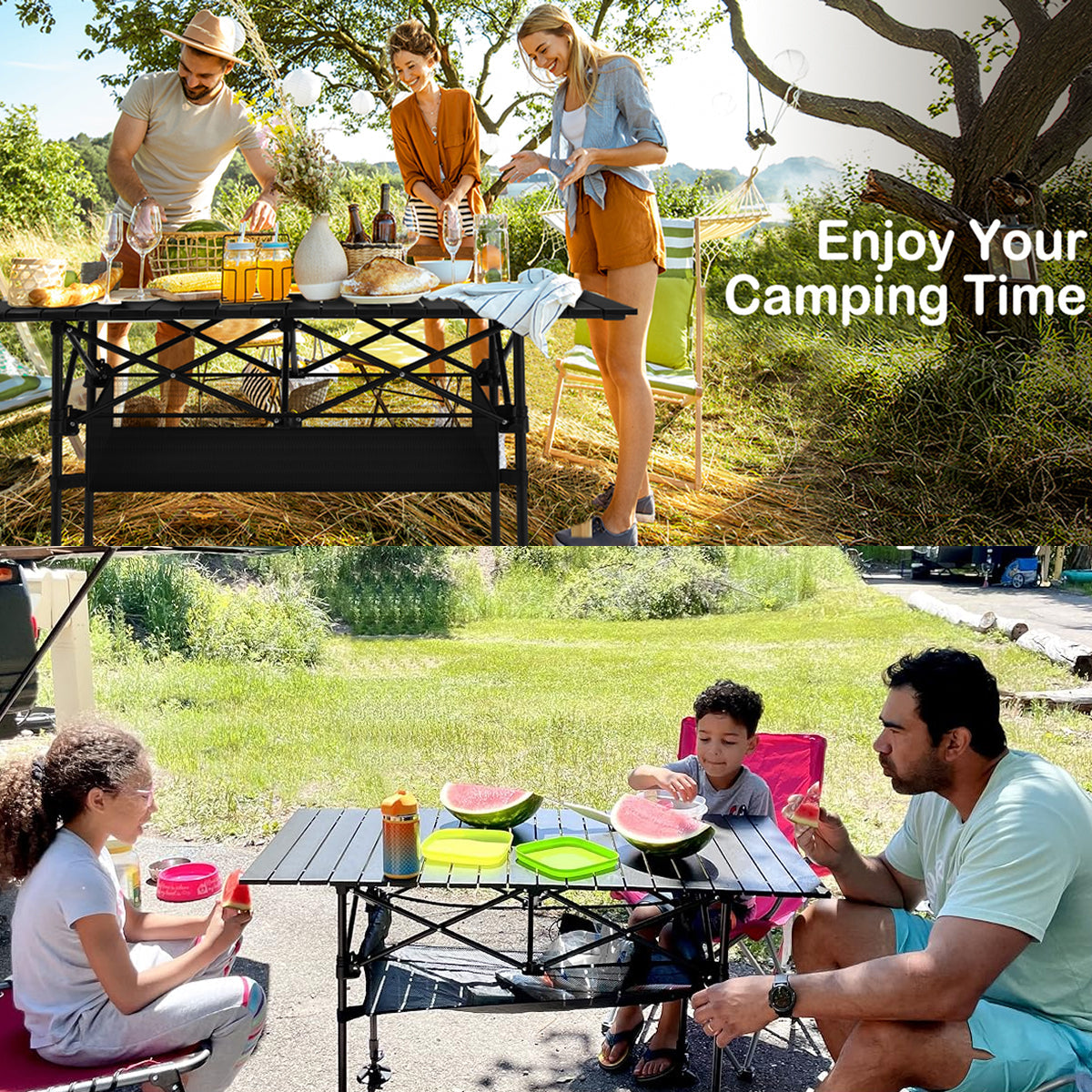 PimiTabix Folding Picnic Table | Lightweight & Adjustable Camping Table