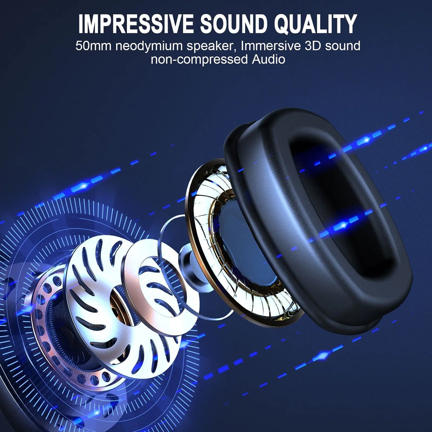 Playasish Gaming Headset 3D Surround Sound 50mm Drivers 36H Battery for PS4/5 PC and VR